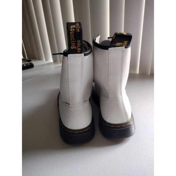 Dr Martens White Leather Platform Boots AirWair Chunky Sole Women's Size 8 - Picture 4 of 10